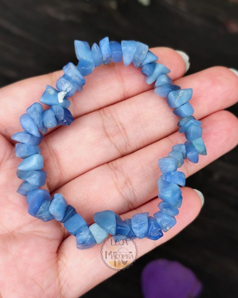 Pulseira de Cristal Natural - Água Marinha Escura