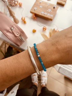 PULSERA PIEDRITAS TURQUESA ELÁSTICA - comprar online