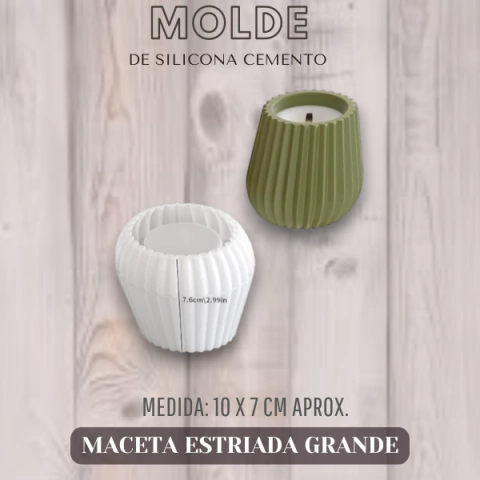 MOLDE DE SILICONA MACETA CONICA ESTRIADA - comprar online