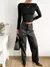 Pantalon bengalina engomada wide leg Monclaire - comprar online