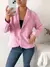 Blazer crepe sastrero abotonado a la cadera falso bolsillo ojal Laimer en internet