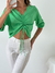 Blusa lino spandex escote V con frunce regulable Albali - Augusta