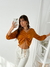 Blusa lino spandex escote V con frunce regulable Albali