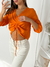 Blusa lino spandex escote V con frunce regulable Albali en internet