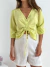 Blusa lino spandex escote V con frunce regulable Albali