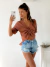 Blusa lino spandex escote V con frunce regulable Albali - Augusta