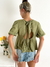 Blusa lino spandex espalda abierta con volado y lazo Camerun - Augusta