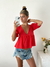 Blusa lino spandex espalda abierta con volado y lazo Camerun - comprar online