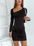 Vestido modal viscosa escote asimetrico y frunce Delacroix