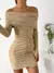Vestido ribb foil escote bote con frunce Granada - tienda online