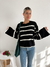 Sweater cuello redondo rayado y manga campana Lusitana