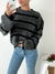 Sweater cuello redondo rayado y manga campana Lusitana en internet