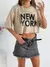 Remera algodón manga oversize terminación al corte New york brooklyn Peronybr - comprar online