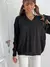 Sweater oversize escote en V y trenzas Silvie - tienda online