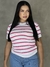 Blusa feminina listrada tricot PREMIUM manga curta golinha alta z4ra - comprar online