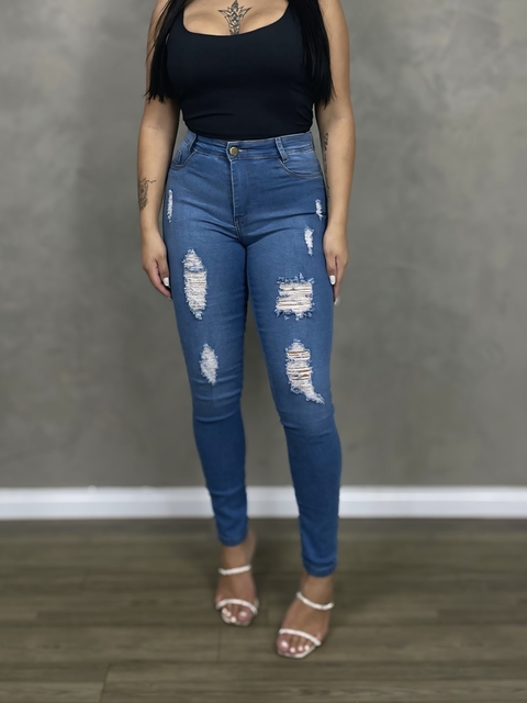 Calça jeans clara rasgos frontais - Nai
