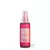 Frasco de perfume color rosa con detalles en fucsia y tapa transparente 