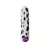 Vibrador bullet recargable con diseño de cebra en blanco y negro, botón de encendido morado