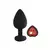 Plug anal de silicona negro con strass en forma de corazón rojo, ideal para el placer y la decoración.