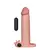 Funda peneana vibrante Lovetoy X-Tenders 3 en color piel, con un estimulador negro al lado.