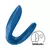 Vibrador recargable Satisfyer Partner Double Whale en color azul, diseñado para parejas.