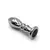 Vibrador anal de metal con diseño elegante y pulido, ideal para uso personal.