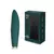 Vibrador estimulador clítoris de color verde oscuro con diseño texturizado y caja de presentación.