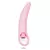 Estimulador dilatador vaginal de silicona en color rosa, con forma alargada y un botón de vibración en la base.
