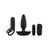 Kit de vibradores y plug anal de color negro, incluye un vibrador control remoto, un plug anal y un anillo peneano.