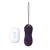 Vibrador control remoto Luna 3 en color púrpura junto a su control remoto blanco.