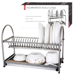 Escurreplatos 2 pisos Acero inox