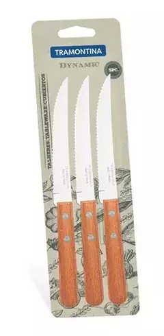 Cuchillo carne 5" madera Dynamic blister x 3 Tramontina