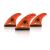 Conjunto de quilhas para prancha de surf Futures Red Eye em fibra de vidro, com design listrado em vermelho e detalhe de olho.