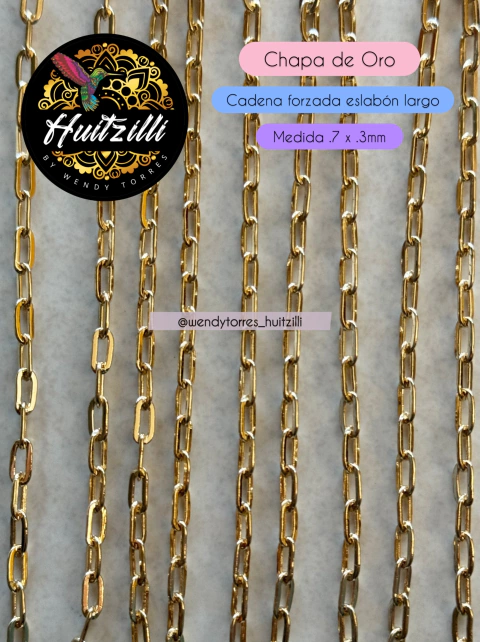 Cadena Forzada Eslabon Largo Chapa de Oro