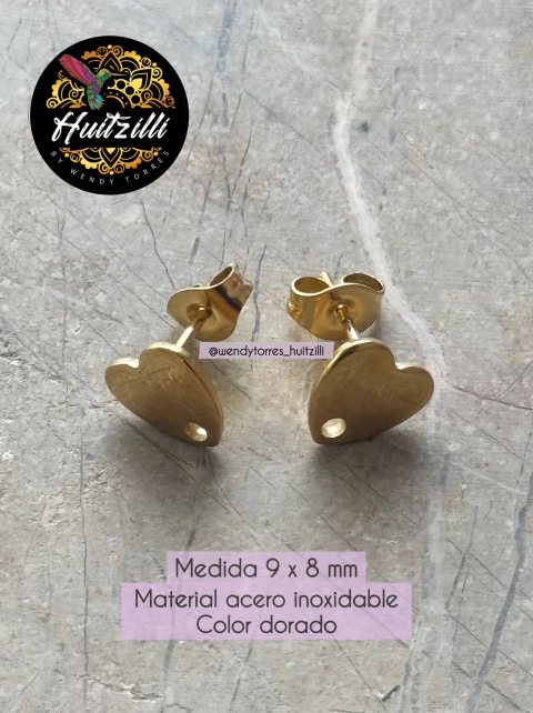 Poste arete corazon dorado - comprar en línea