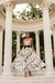Vestido Midi de Crepe Alfaiataria Com Estampa Floral Exclusiva Jardim Cinza