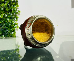 MATE URUGUAYO TORPEDO VIROLA DE ALPACA CINCELADO ( CALABAZA ) COLOR VINO - comprar online