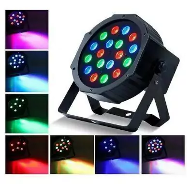 Iluminação Canhão Par Led de Luz SP19B RGB DMX 1 Watts 18 Leds
