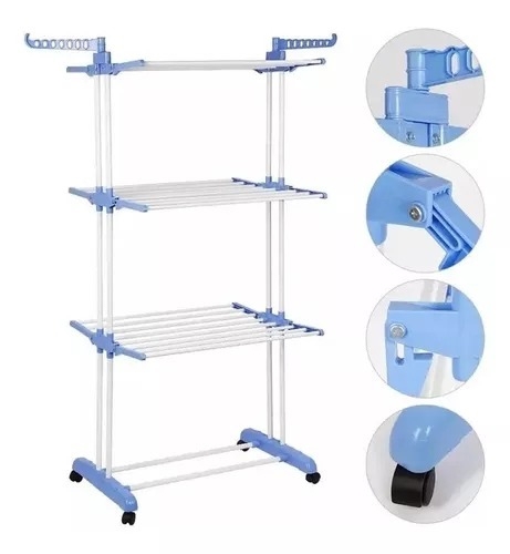 Tender Vertical Plegable 3 Niveles Con Ruedas