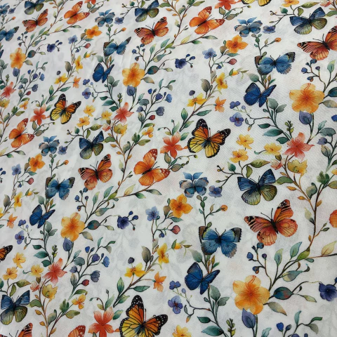 Tricoline digital Estampa Corrida Borboletas - comprar online