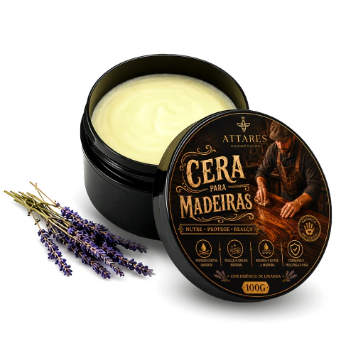 Attares Cera para Madeiras com Essência de Lavanda - Nutre, Protege e Realça o Brilho Natural
