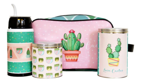 Kit de mate listo con bolso de mano Love Cactus