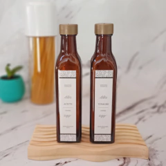 Set Botellas de Aceite y Vinagre Ámbar 250cc