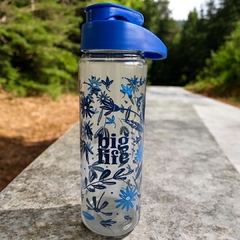 Botella Hidratacion Big Life Tapa Click - Azul Floral