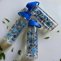 Botella Hidratacion Big Life Tapa Click - Azul Floral - tienda online