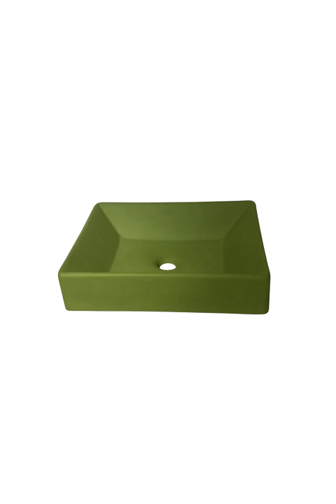 Cuba de Banheiro de Concreto Artesanal Apoio Retangular ZH003 Verde Musgo - Zhen Home - comprar online