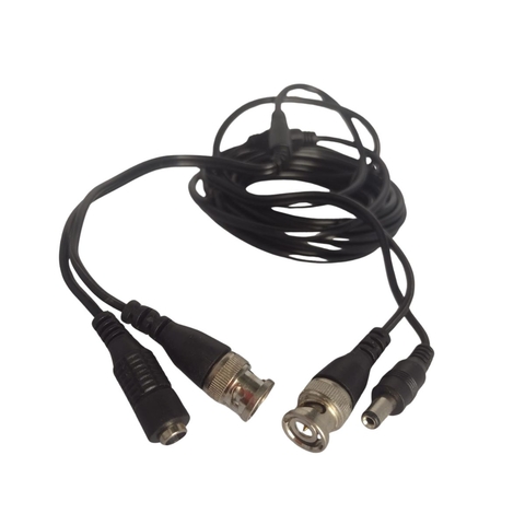 CABO BNC MACHO + P4 2,1 + JACK J4 CFTV 2,1MM 5M KIT 5 CABOS