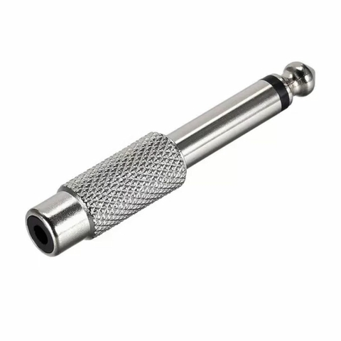 ADAPTADOR P10 MONO P/ JACK RCA METAL - EMB 5 PÇS - TEBERA
