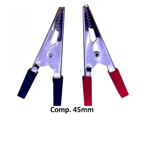 Kit 10 Pares Garra Jacaré Isolada 45mm PT/VM - Conector Elét