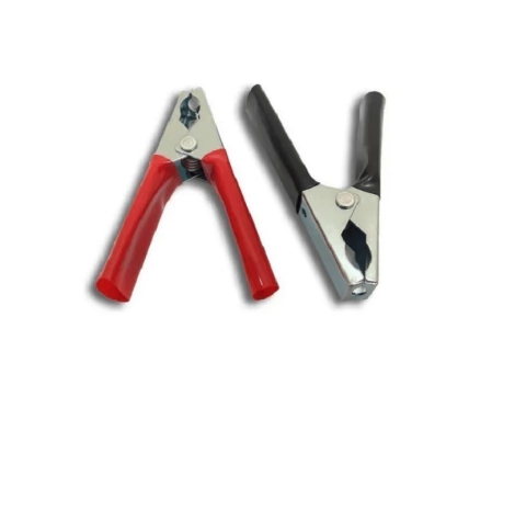 Kit 5 Pares Garra Jacaré Isolada 100A 100mm PT/VM P/ Bateria